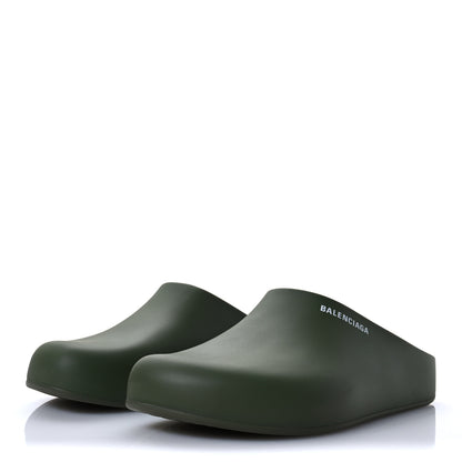Balenciaga Rubber Logo Mens Pool Closed Slide Sandals 43 Kaki White 4 of 8