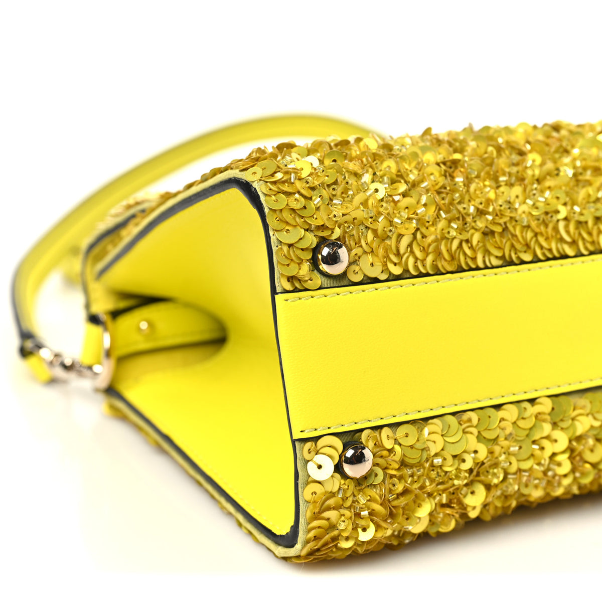 Valentino Garavani Sequin Crystal Embroidered Mini Vsling Top Handle Bag Yellow 8 of 9