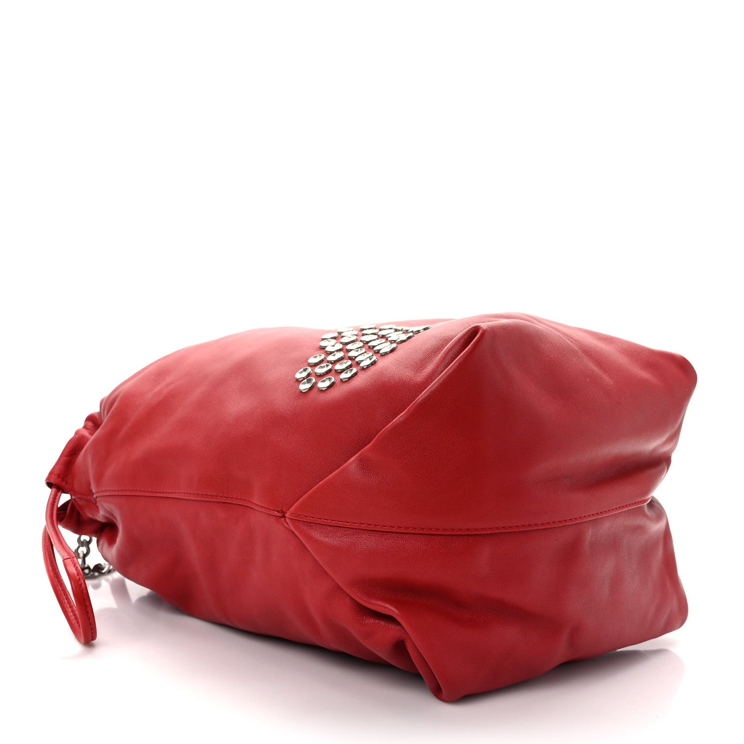Saint Laurent Lambskin Charm Studded Teddy Drawstring Bag Eros Red 4 of 13