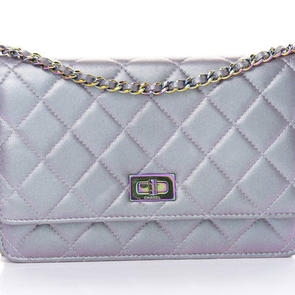 Chanel Iridescent Lambskin Quilted Reissue Wallet On Chain WOC Light Purple 9 of 15