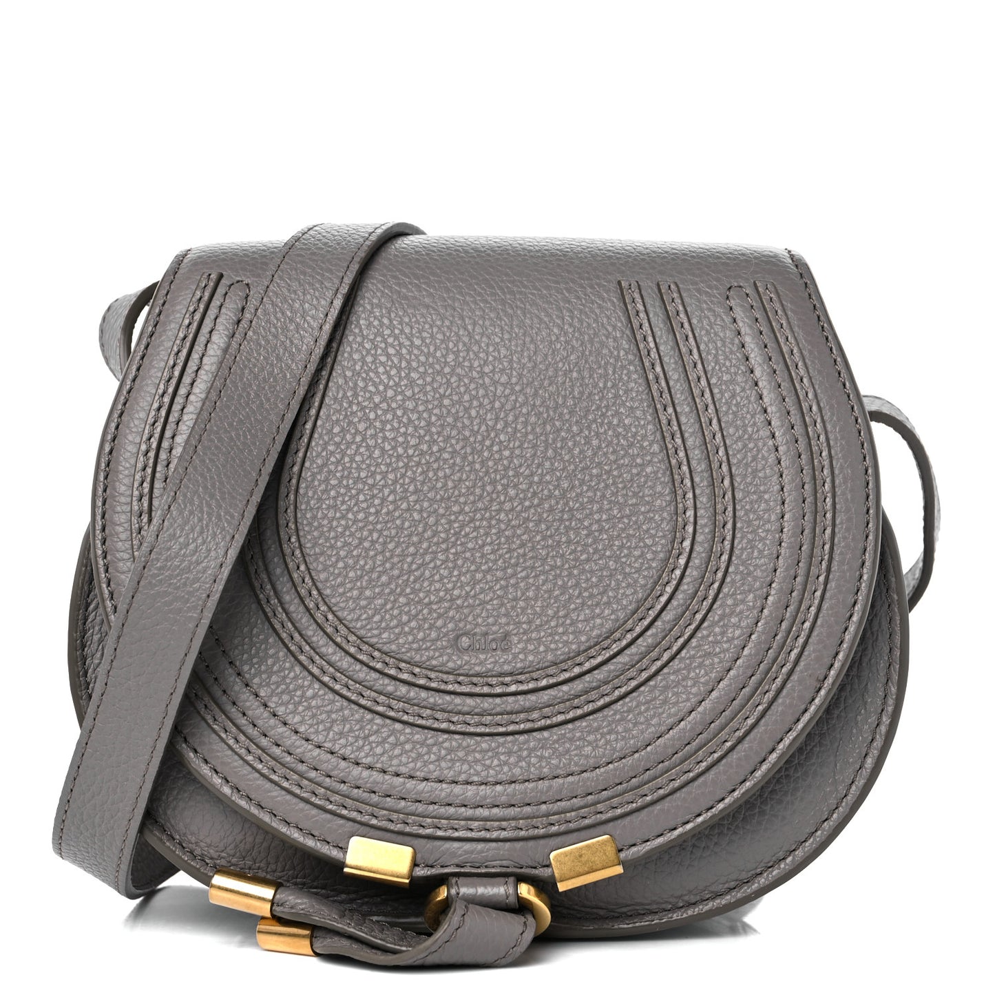 Calfskin Mini Marcie Round Crossbody Bag Cashmere Grey