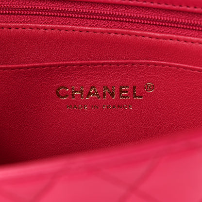 Chanel Lambskin Quilted Mini Top Handle Rectangular Flap Dark Pink 6 of 13