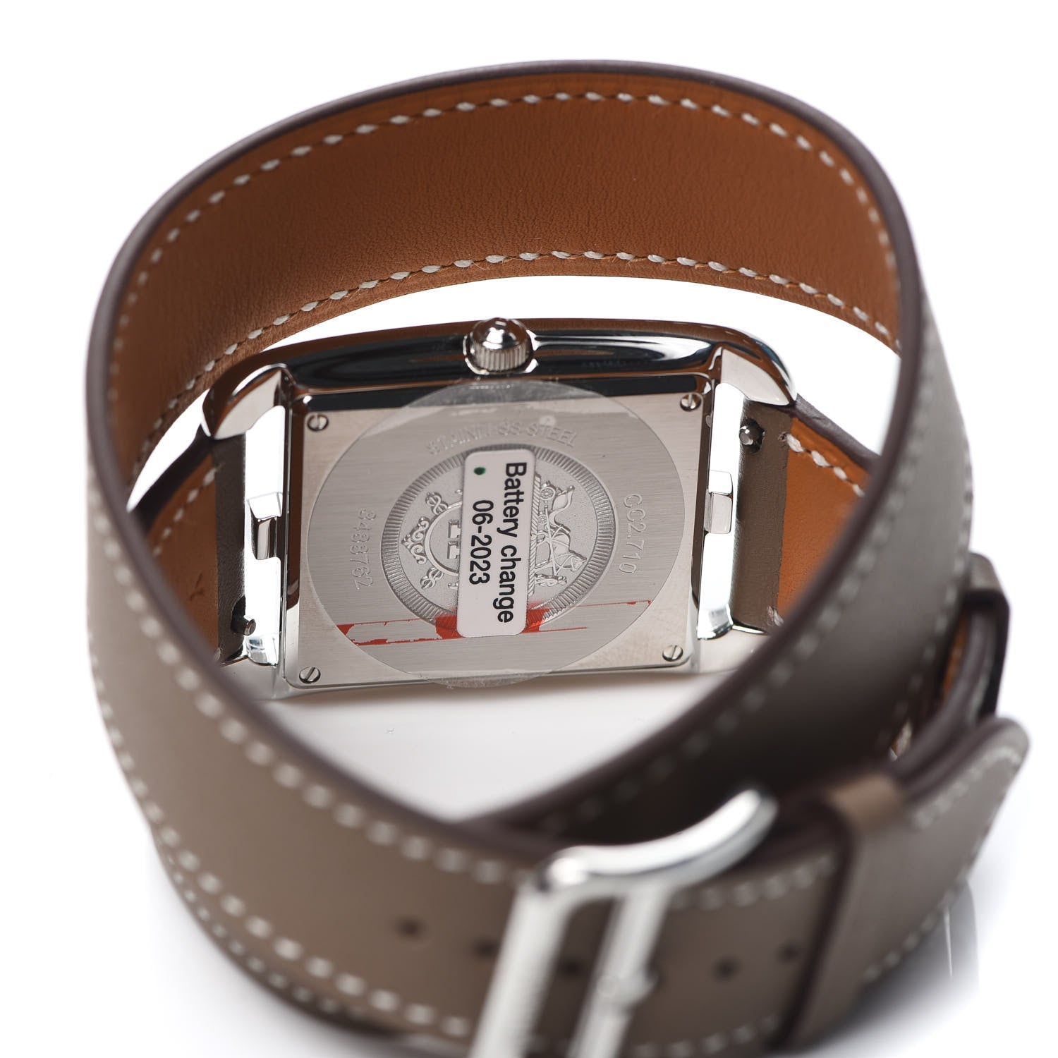 Hermes Stainless Steel Swift 29mm Cape Cod Double Tour Quartz Watch Etoupe 4 of 5