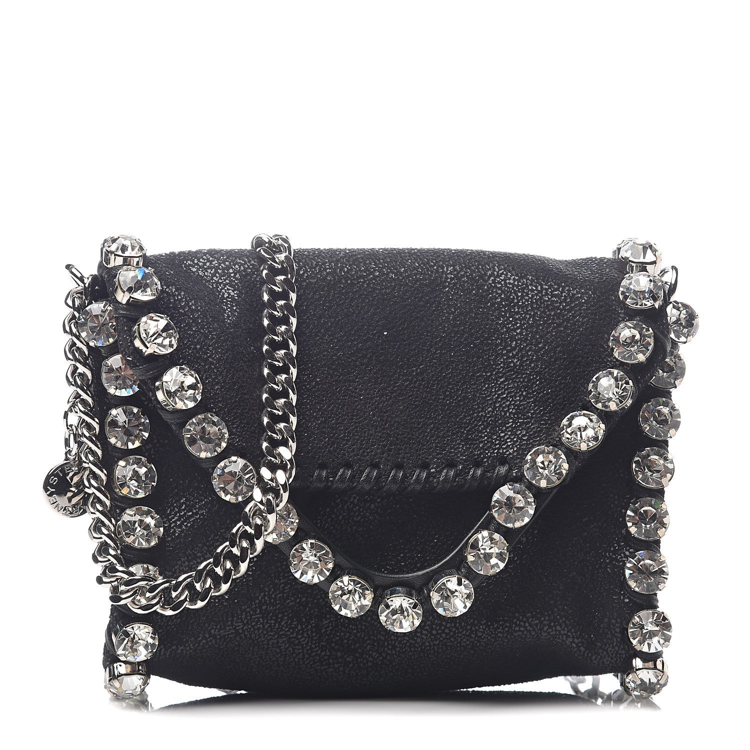 Stella McCartney Shaggy Deer Tiny Fold Over Falabella Crystal Crossbody Black 1 of 8