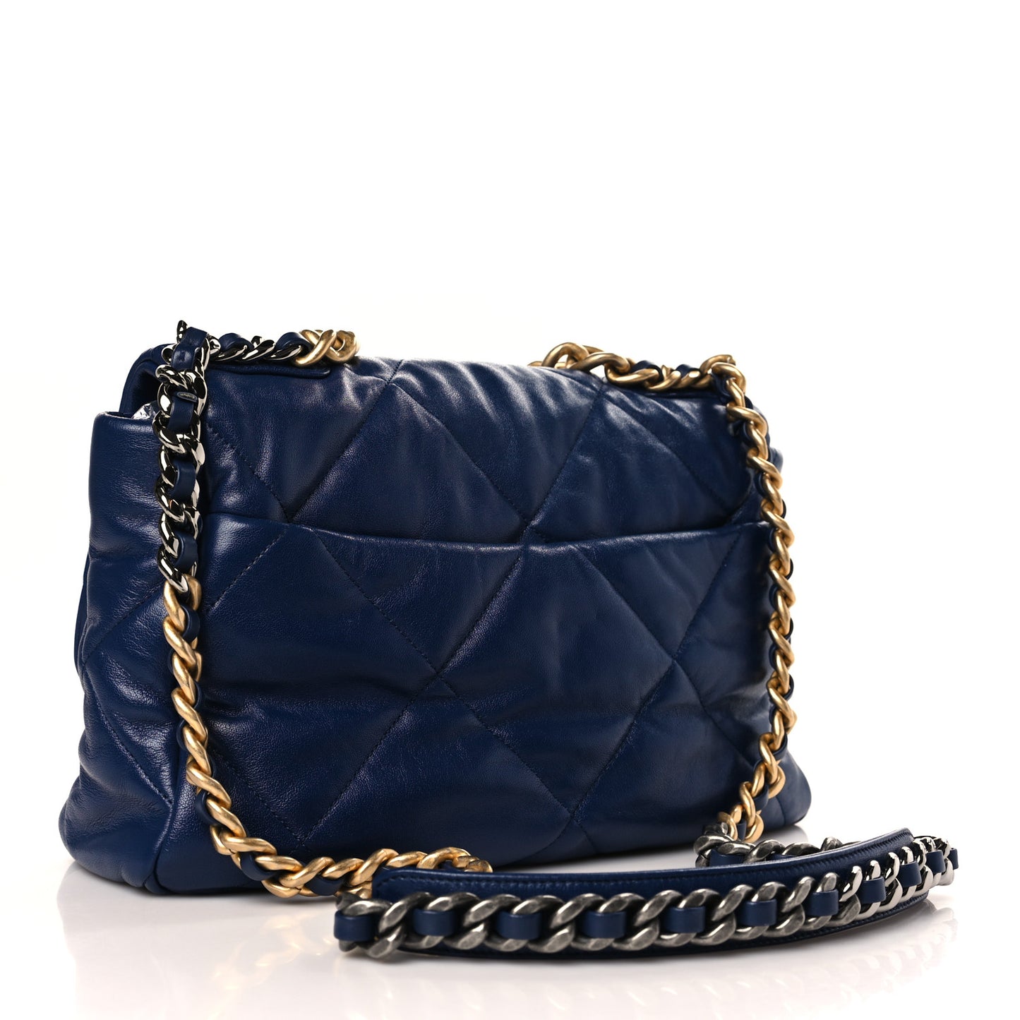 Goatskin Quilted Large Chanel 19 Flap Dark Blue