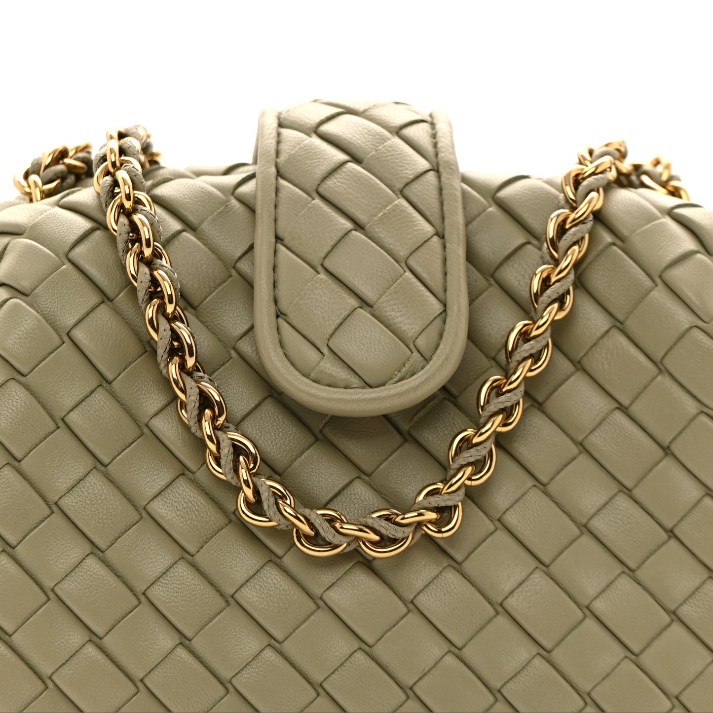 Nappa Intrecciato Small The Lauren 1980 Clutch With Chain Travertine