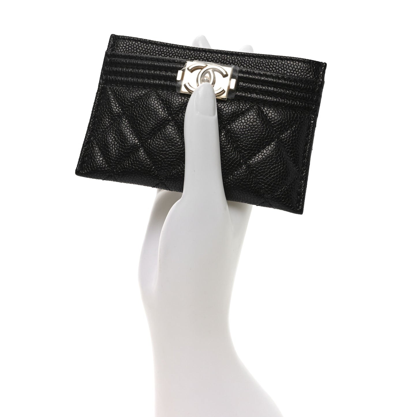 Caviar Quilted Boy Card Holder Black