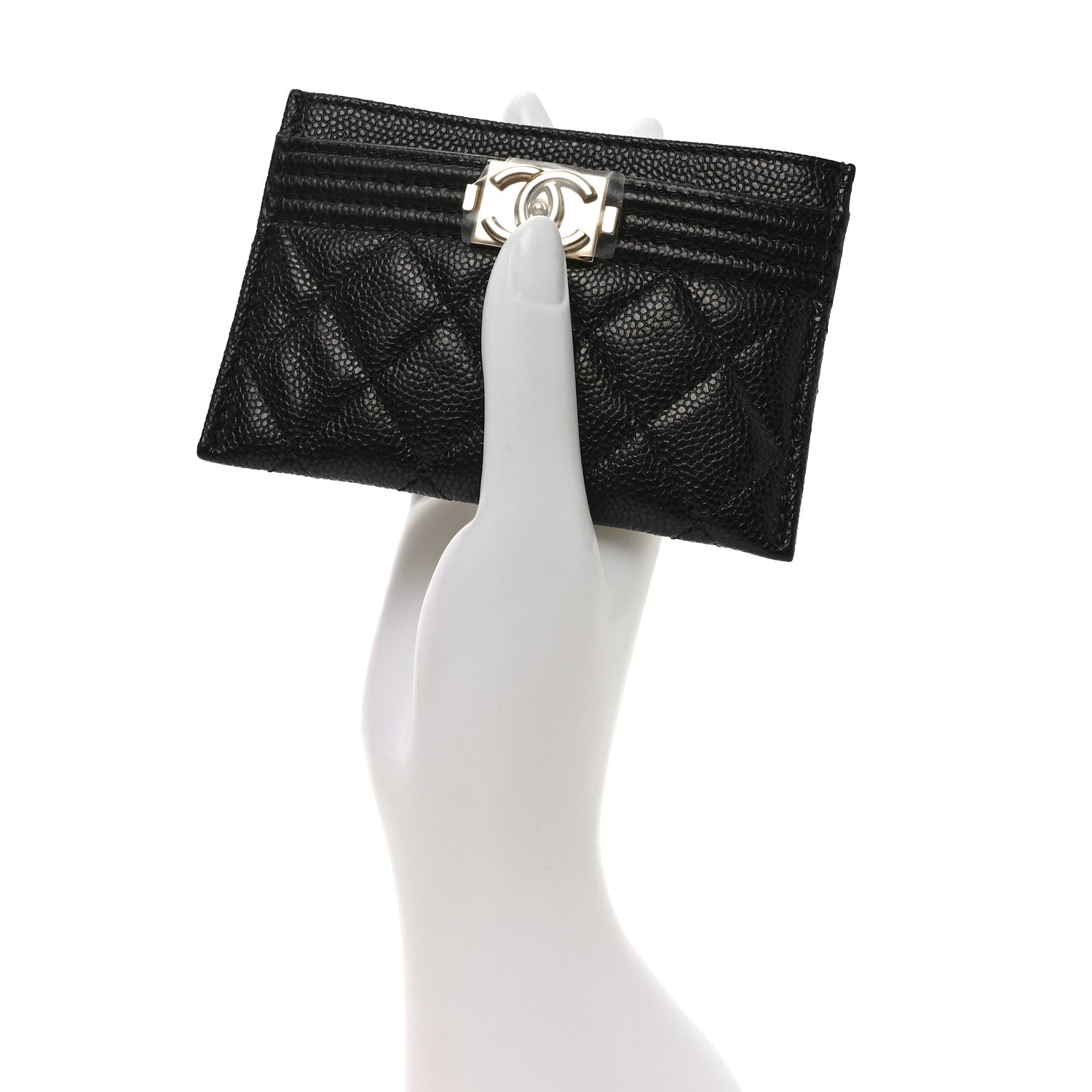 Chanel Caviar Quilted Boy Card Holder Black 2 of 9