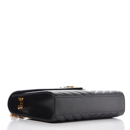Saint Laurent Grain De Poudre Matelasse Chevron Medium Monogram Satchel Black 5 of 9