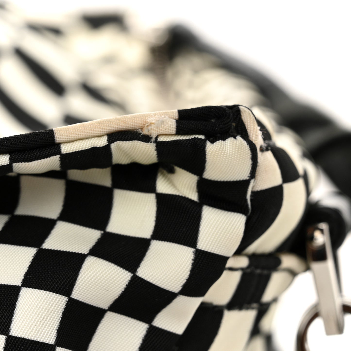 Nylon Checker Print Large Pandora Black White