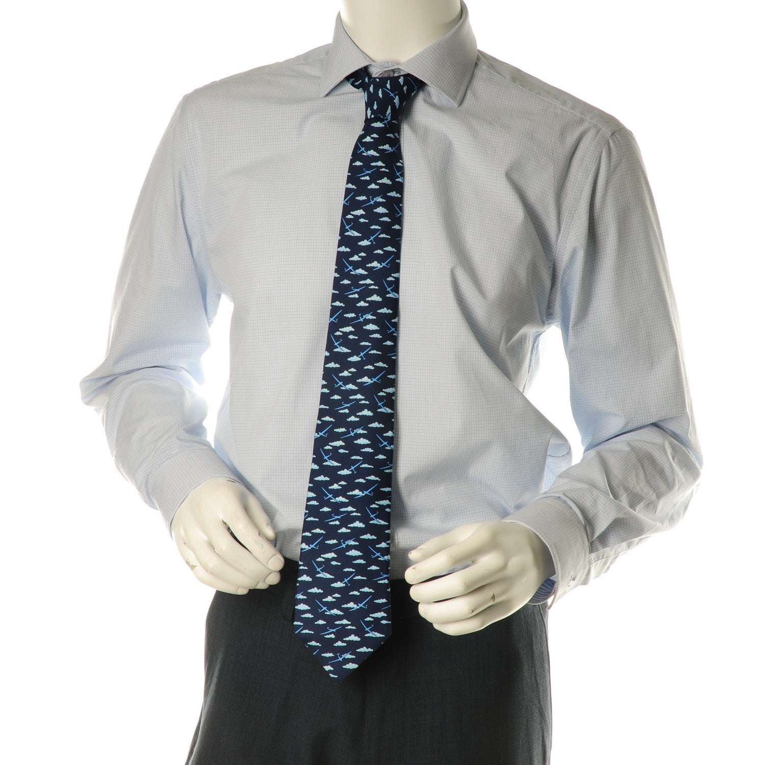 Hermes Printed Silk Mens Neck Tie Bleu 2 of 5