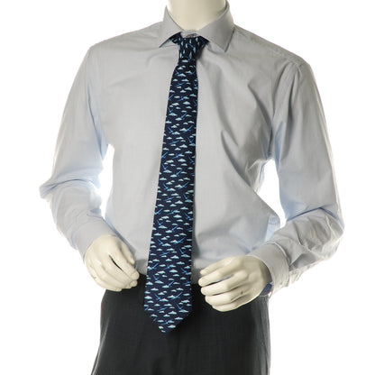 Hermes Printed Silk Mens Neck Tie Bleu 2 of 5