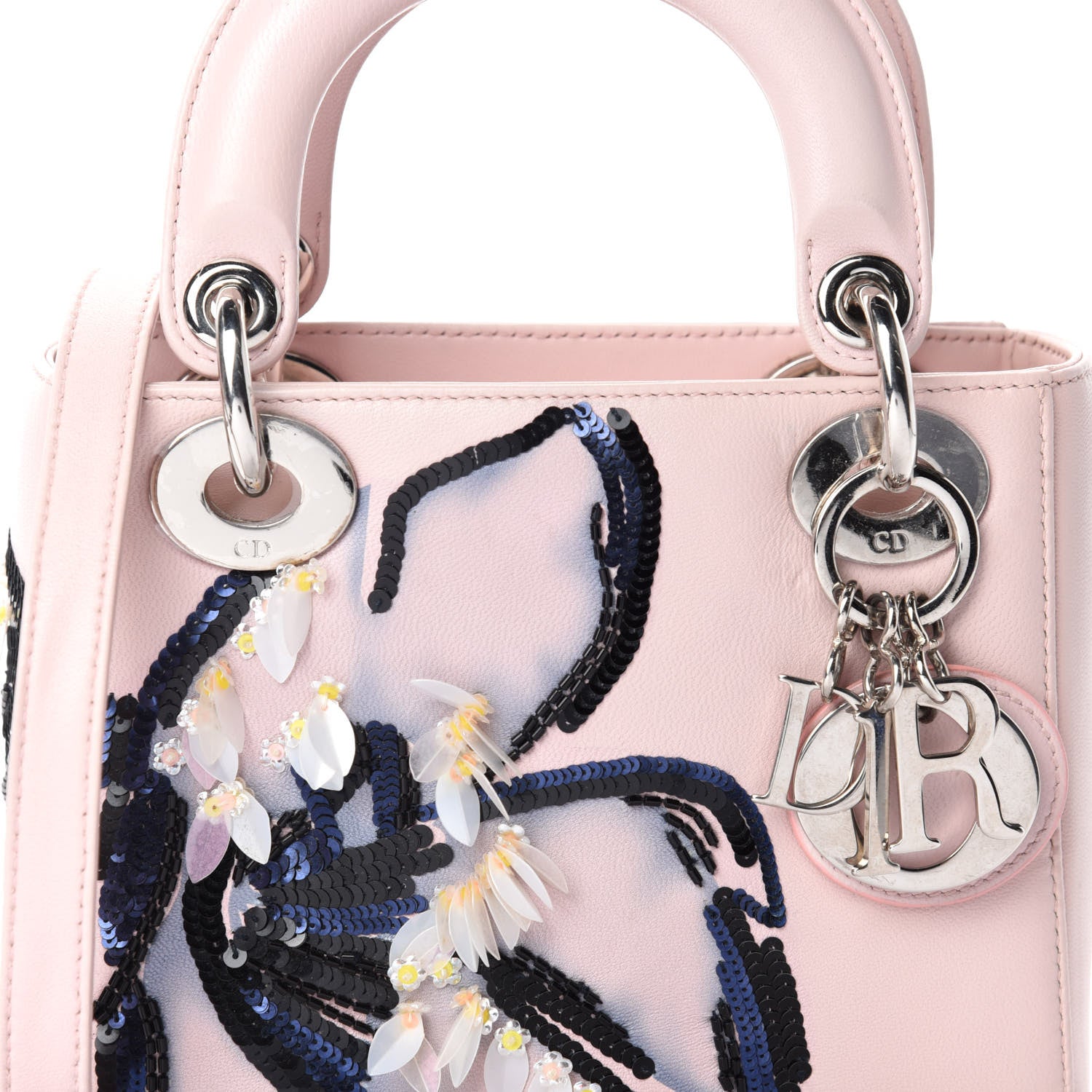Christian Dior Lambskin Sequin Embroidered Mini Lady Dior Pink 13 of 13