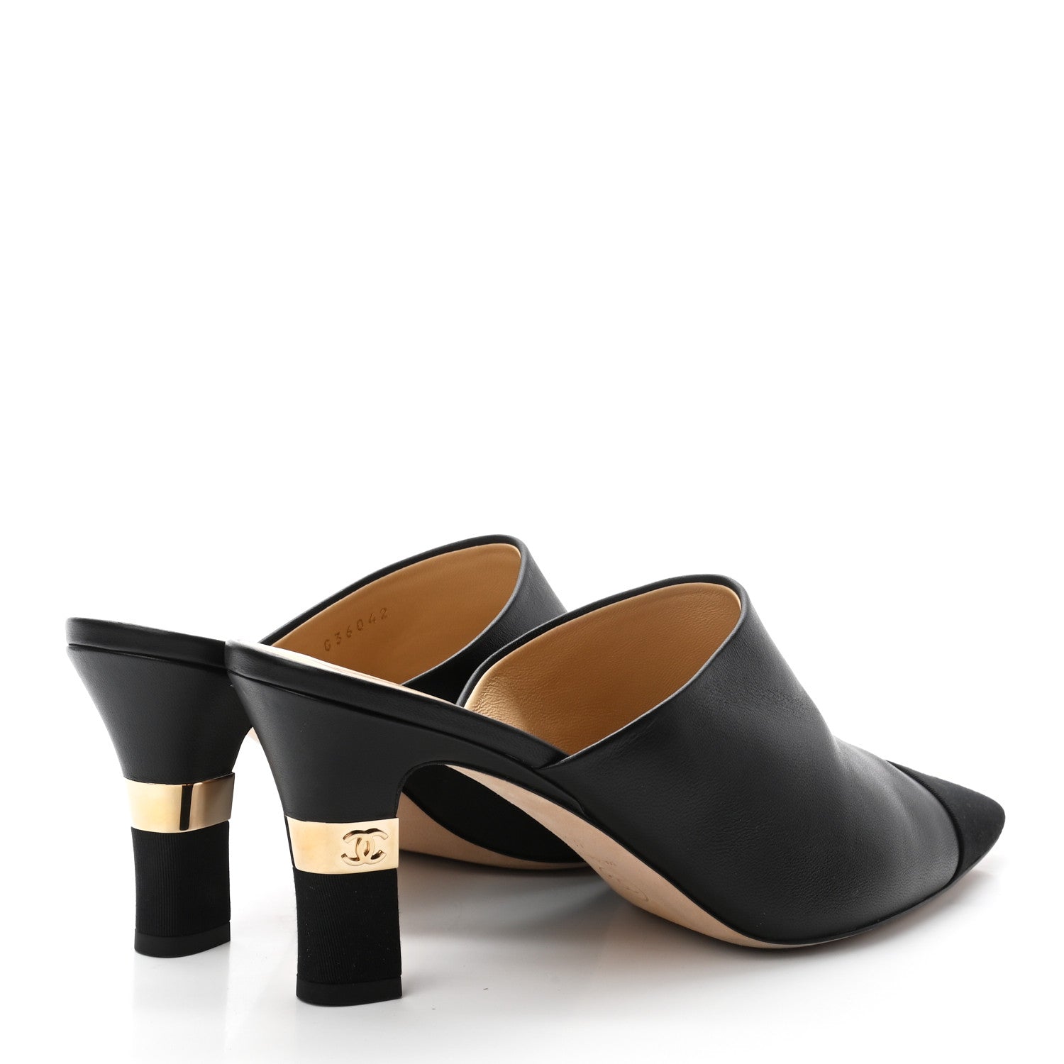 Chanel Lambskin Grosgrain Cap Toe CC Mules 40.5 Black 4 of 11