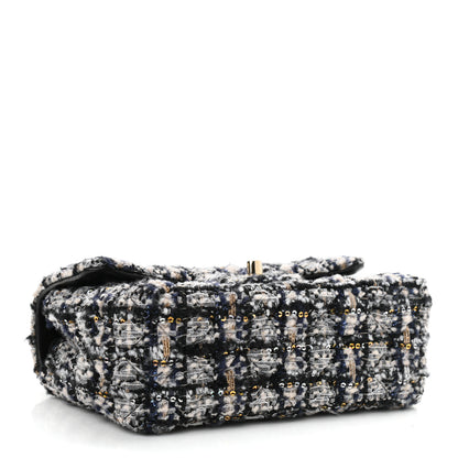 Chanel Glittered Tweed Quilted Mini Rectangular Flap Navy Blue 4 of 10