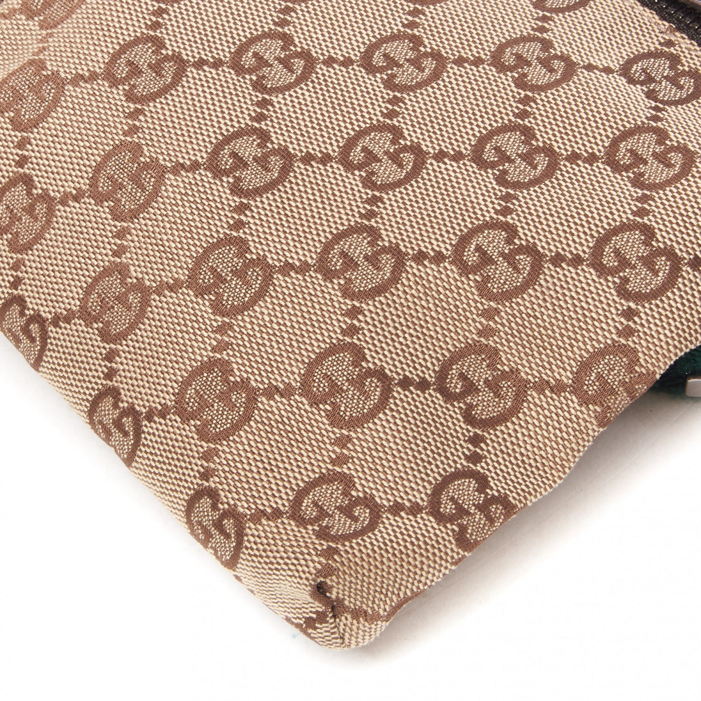 GG Monogram Web Double Pocket Belt Bag Dark Brown