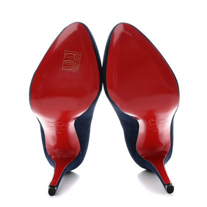 Christian Louboutin Suede New Declic 120 Pumps 38 Marine 5 of 11