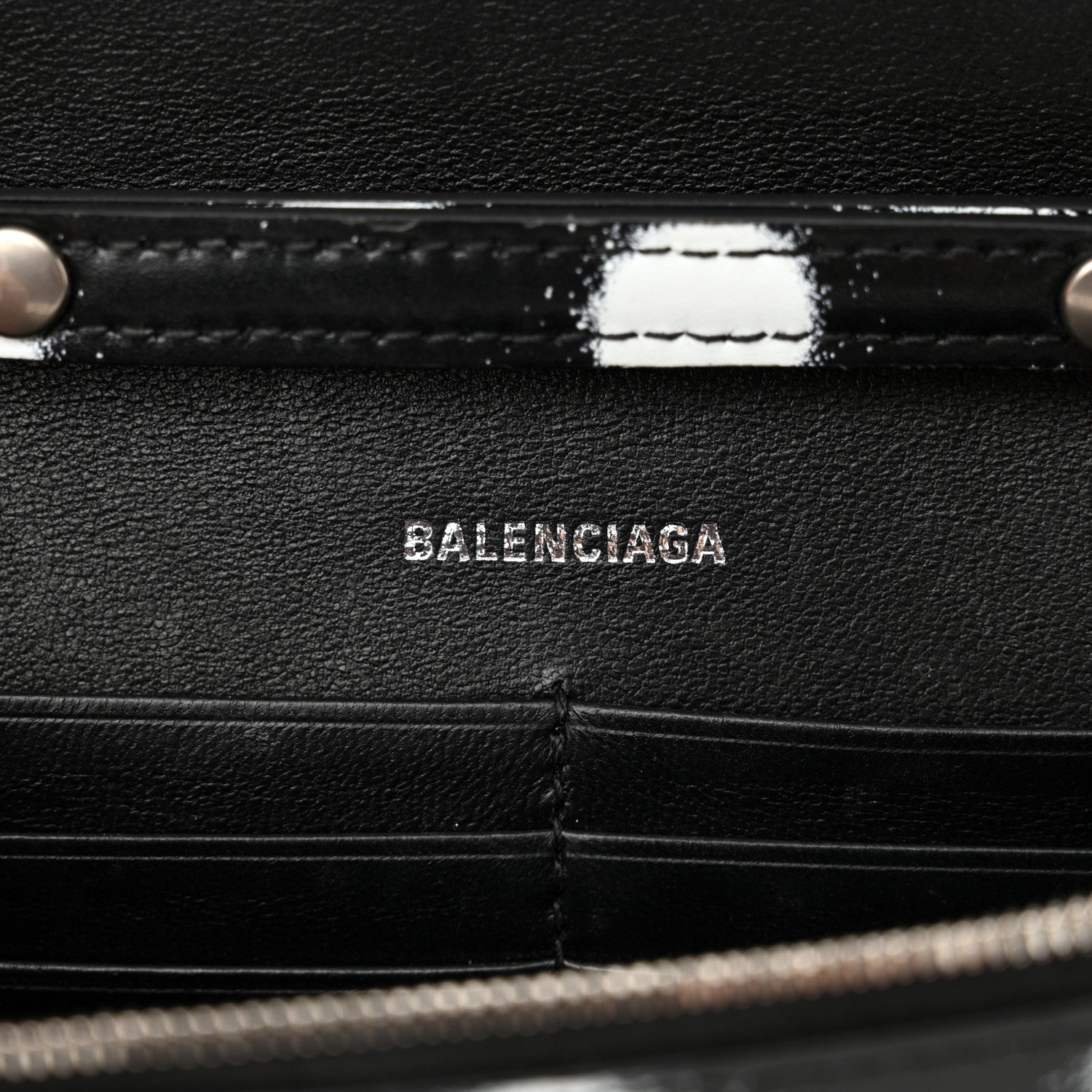 Balenciaga Shiny Box Calfskin Polka Dot Hourglass Chain Bag Black White 6 of 12