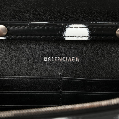 Balenciaga Shiny Box Calfskin Polka Dot Hourglass Chain Bag Black White 6 of 12