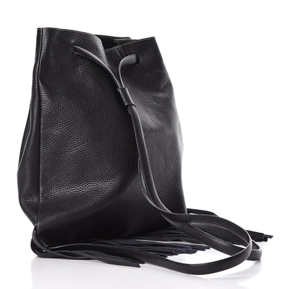Prada Cervo Deerskin Embossed Logo Fringe Backpack Black 3 of 12