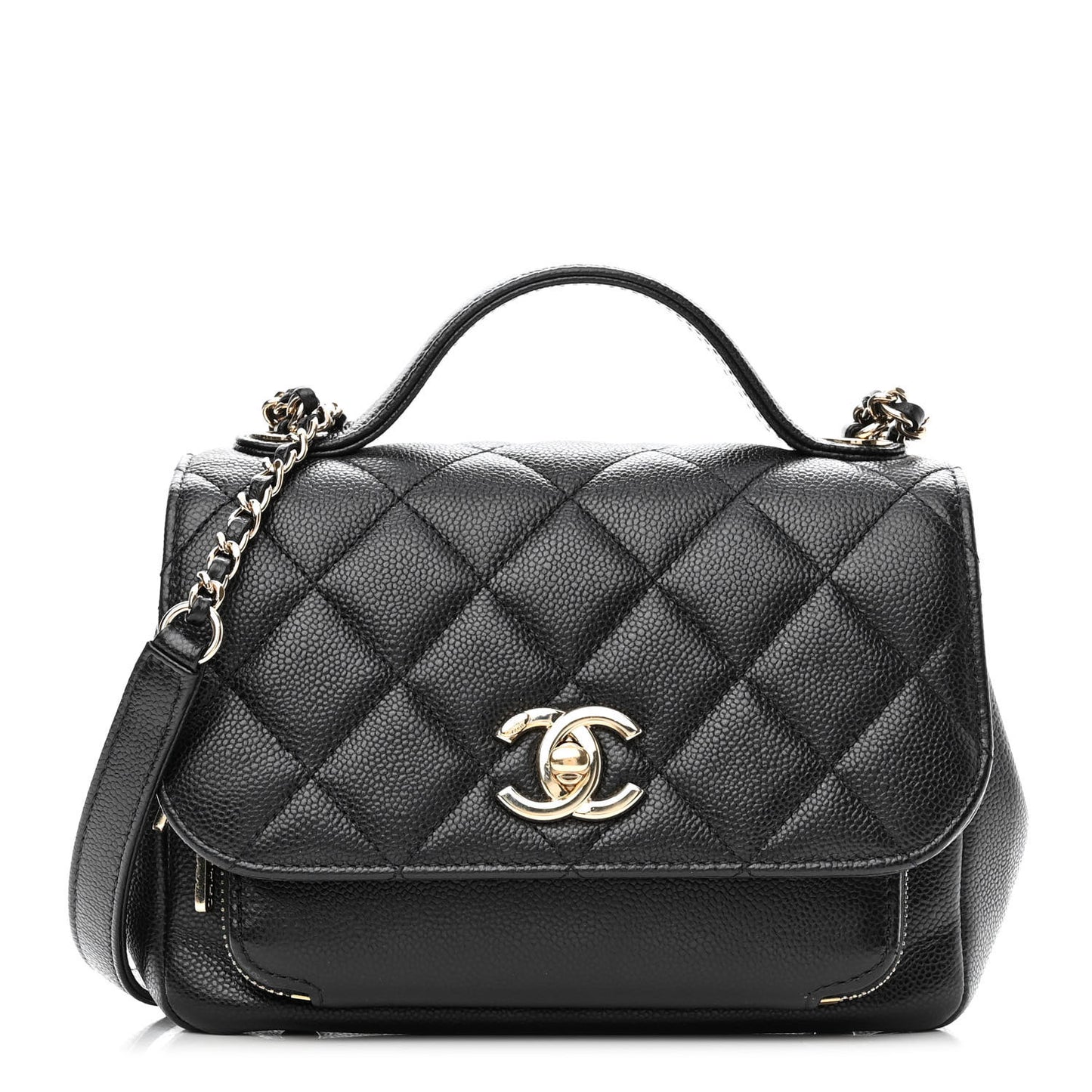 Caviar Quilted Mini Business Affinity Flap Black