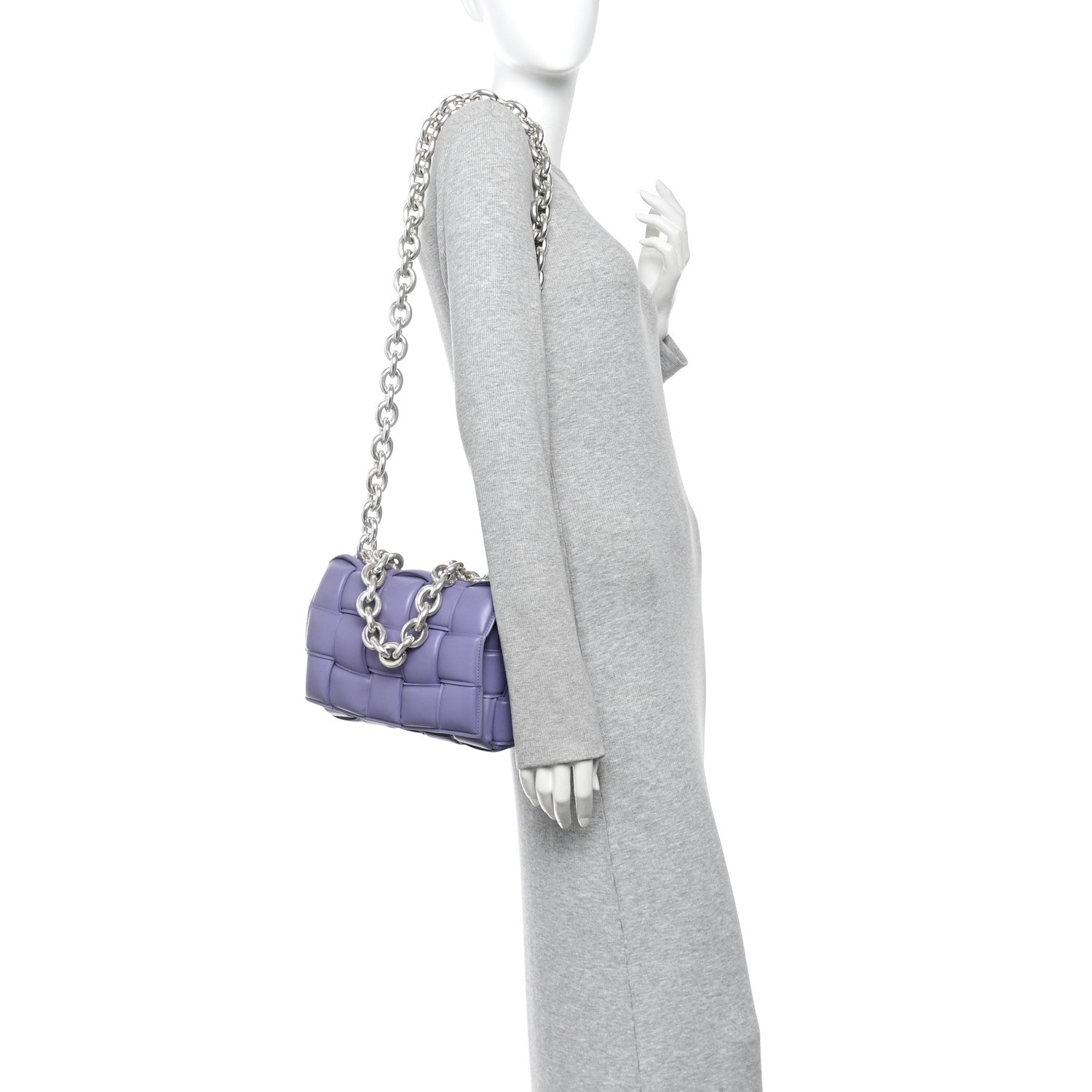 Bottega Veneta Lambskin Maxi Intreccio Padded Chain Cassette Crossbody Bag Lavender 2 of 9