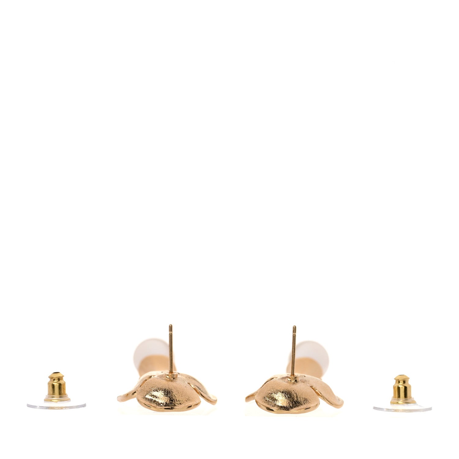 Chanel Metal Resin Pearl CC Camellia Drop Earrings Gold Brown Pearly White 3 of 5