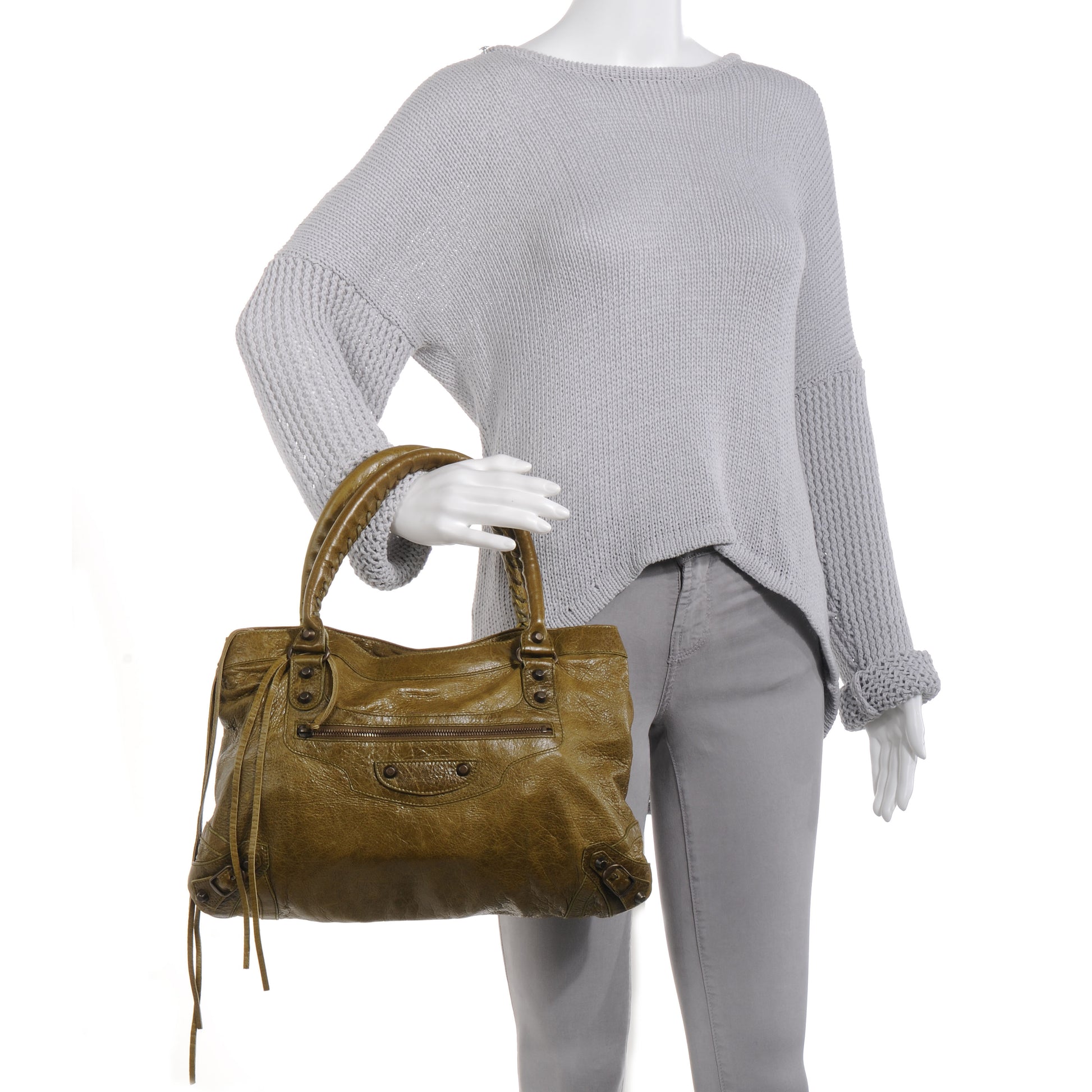 Balenciaga Chevre Classic Hardware Purse Olive Brown 2 of 8
