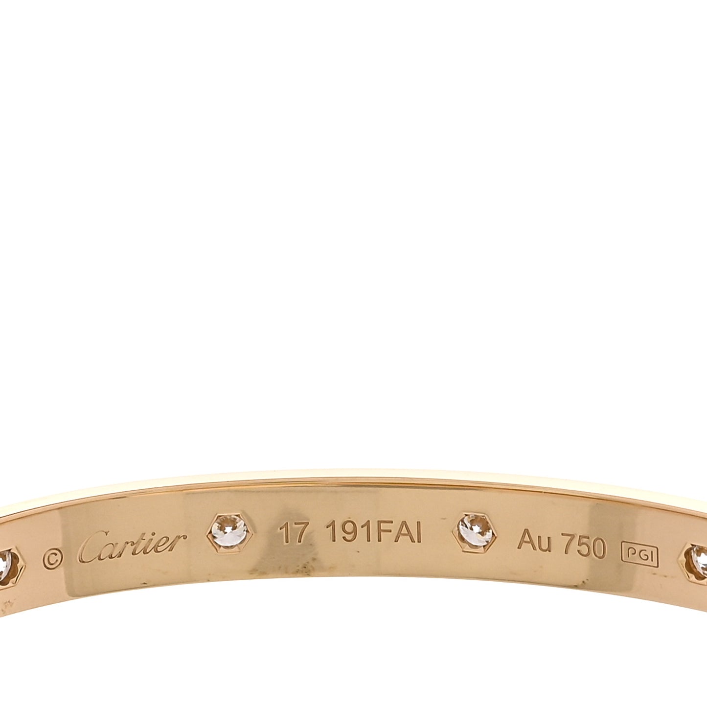 18K Yellow Gold 10 Diamond LOVE Bracelet 17