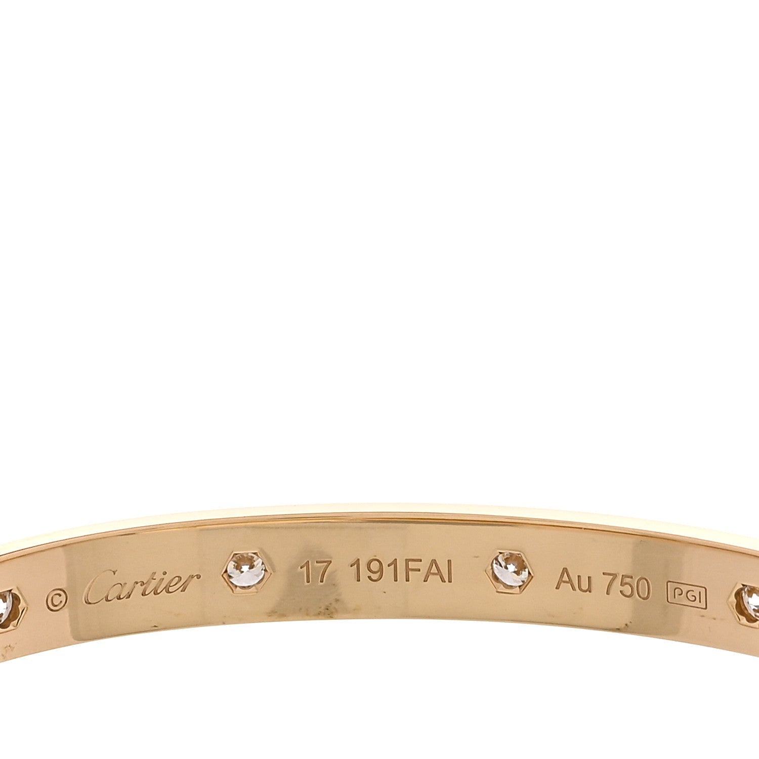 Cartier 18K Yellow Gold 10 Diamond LOVE Bracelet 17 7 of 8