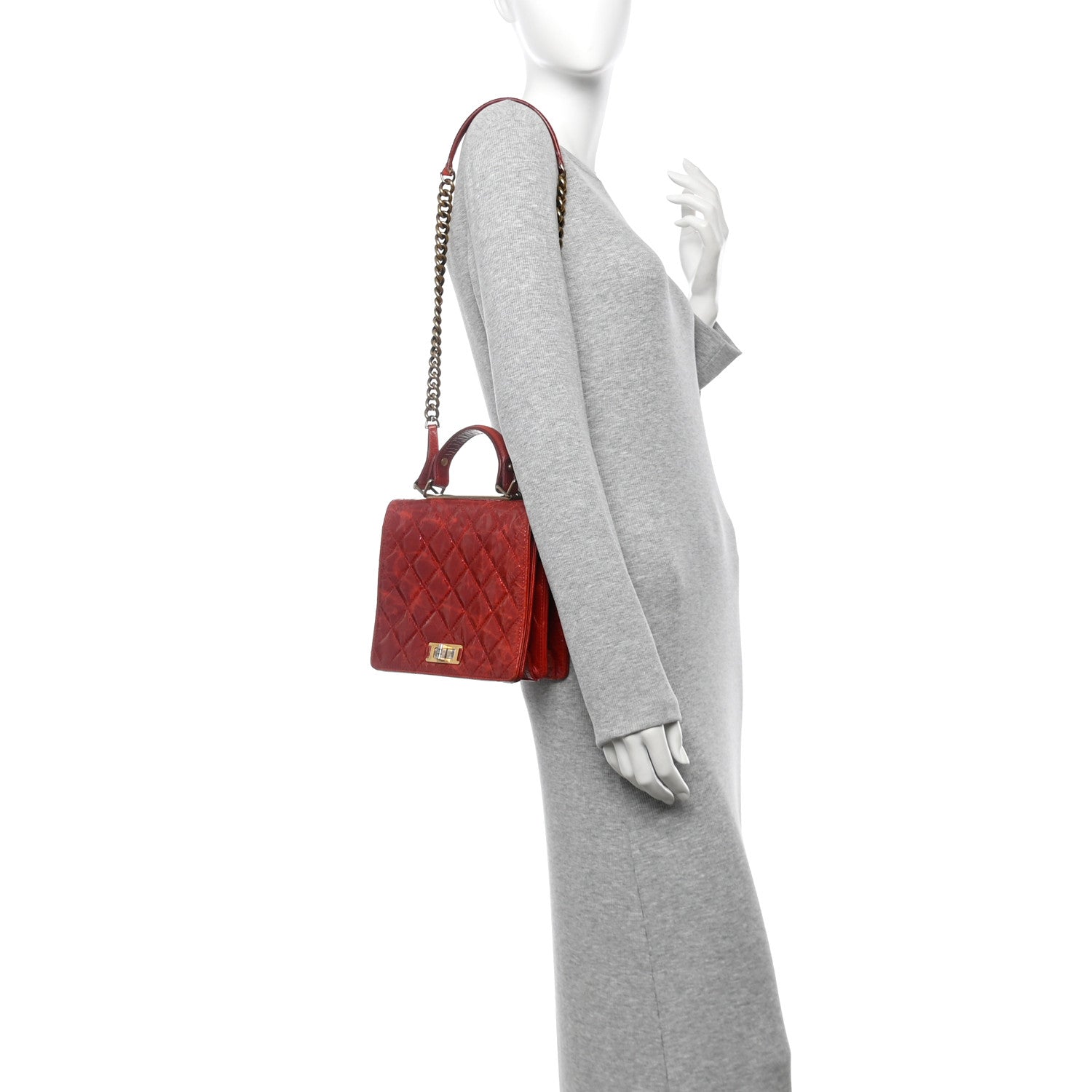 Chanel Glazed Calfskin Quilted Rita Top Handle Flap Red 2 of 15