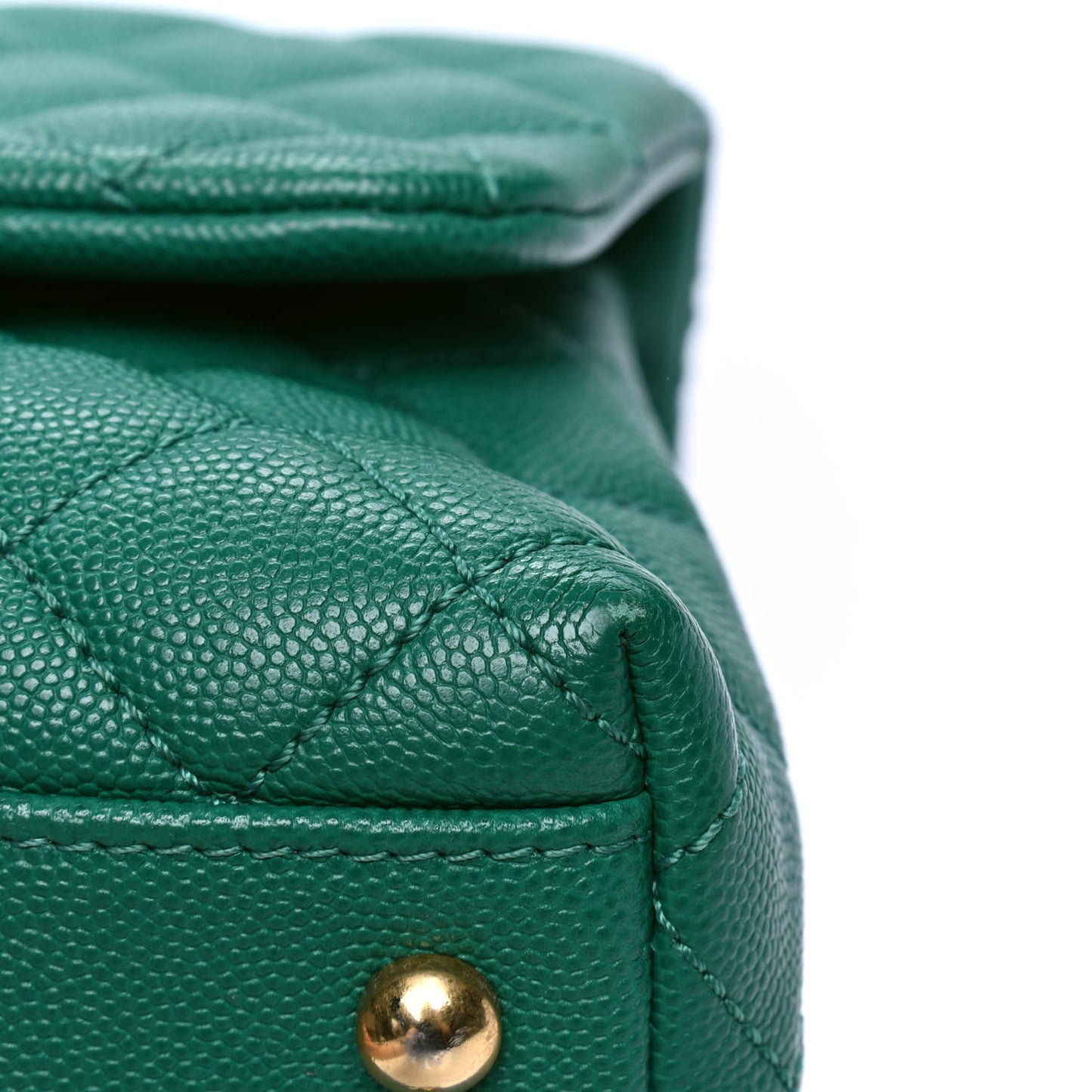 Caviar Quilted Small Coco Handle Flap Green