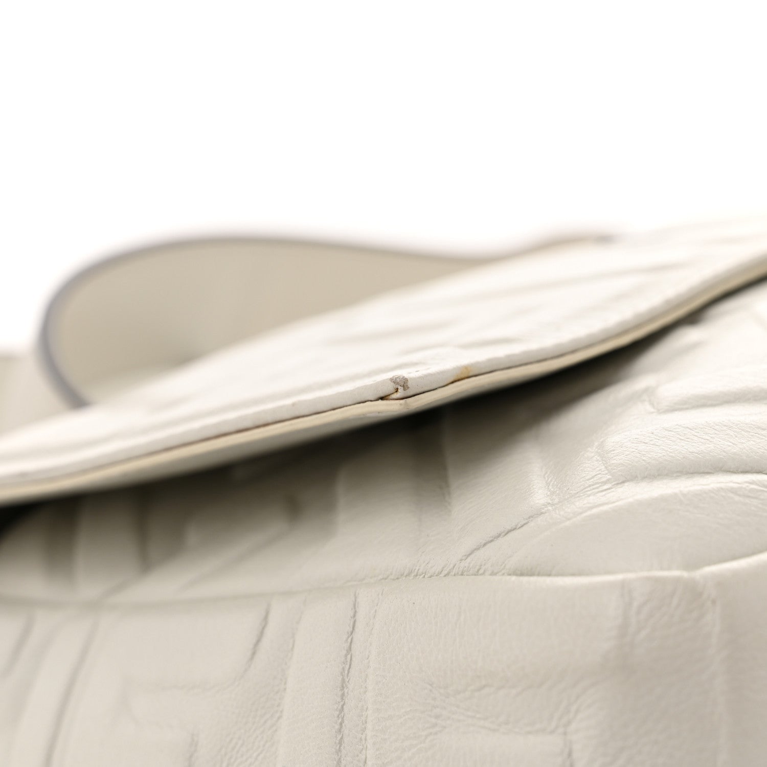 Fendi Nappa FF 1974 Embossed Large Baguette White 12 of 14