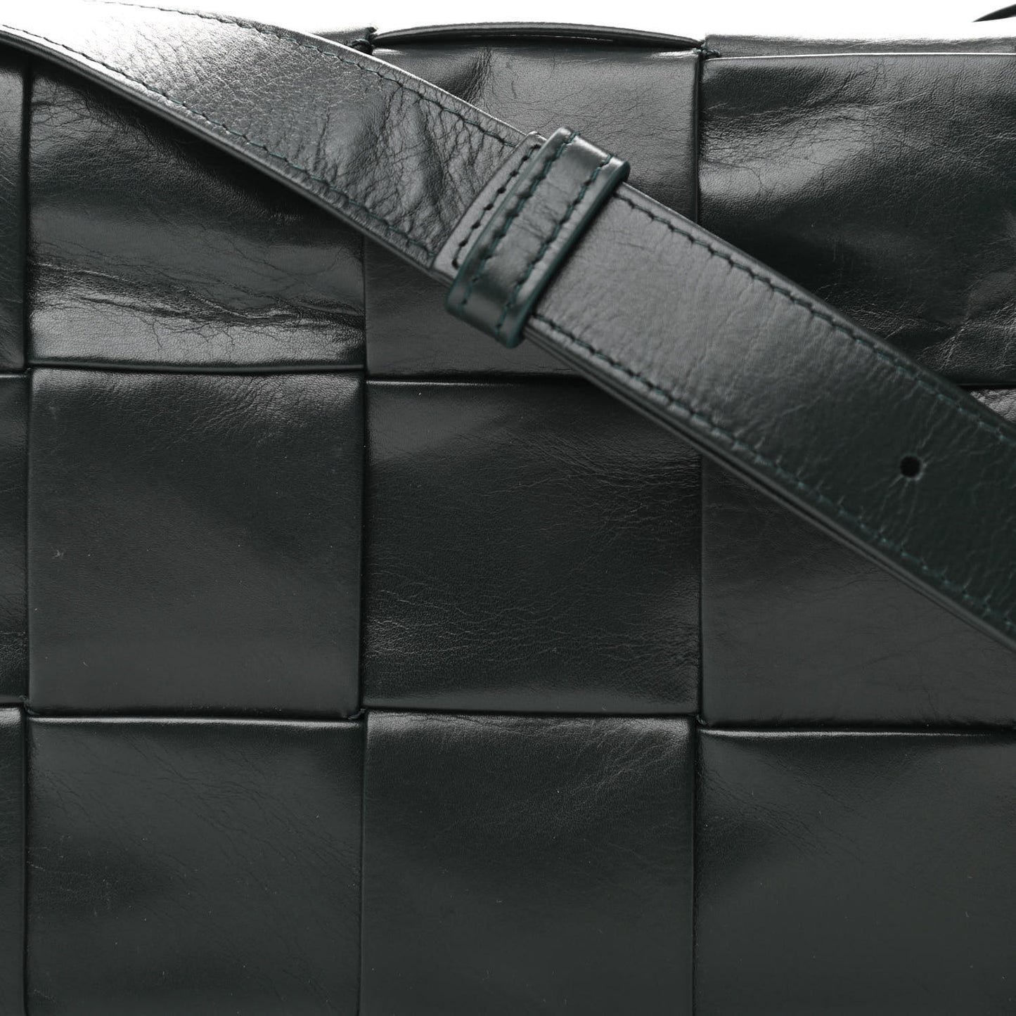 Paper Calfskin Maxi Intreccio Cassette Crossbody Bag Black