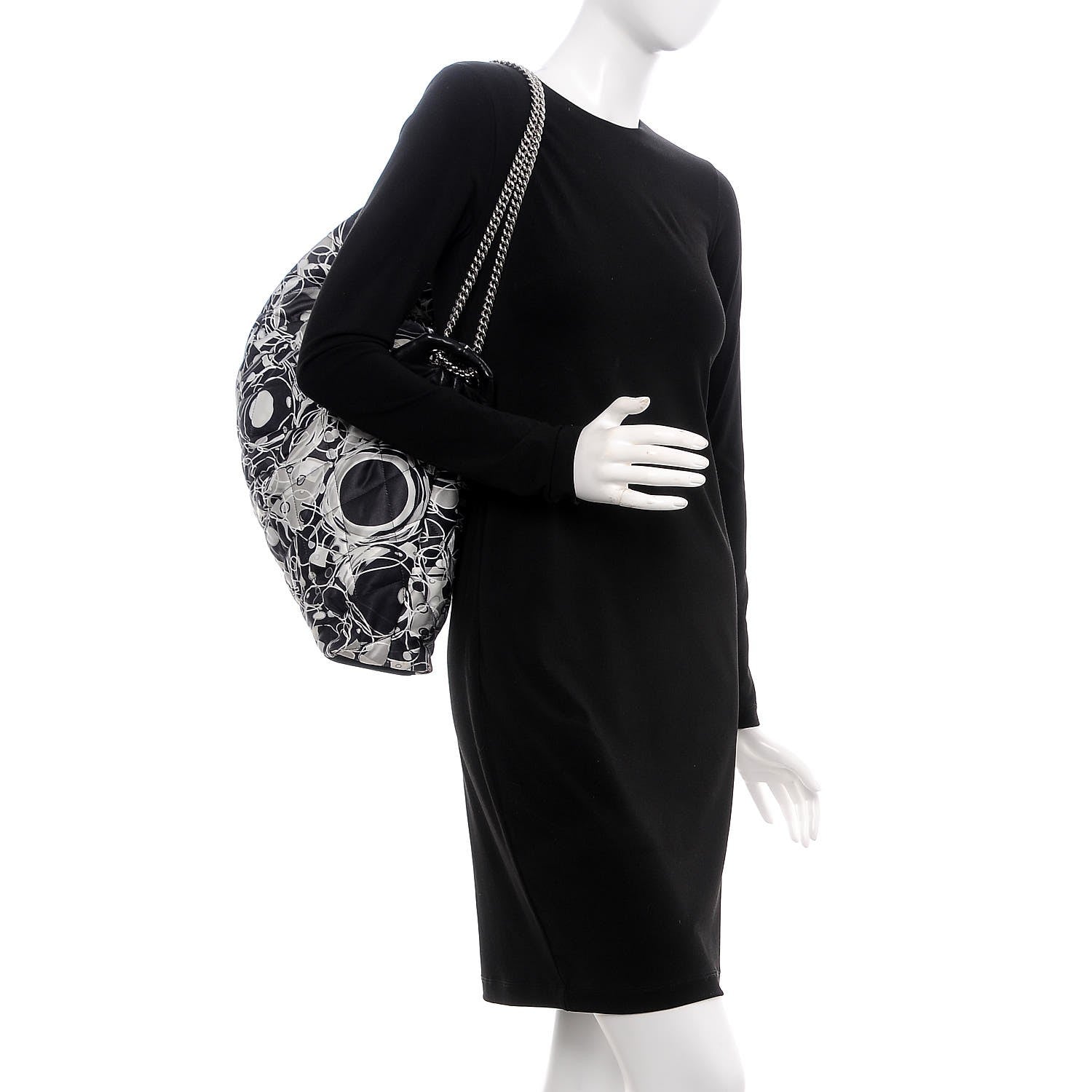 Chanel Satin Quilted Large Kaleidoscope Tote Black 2 of 8