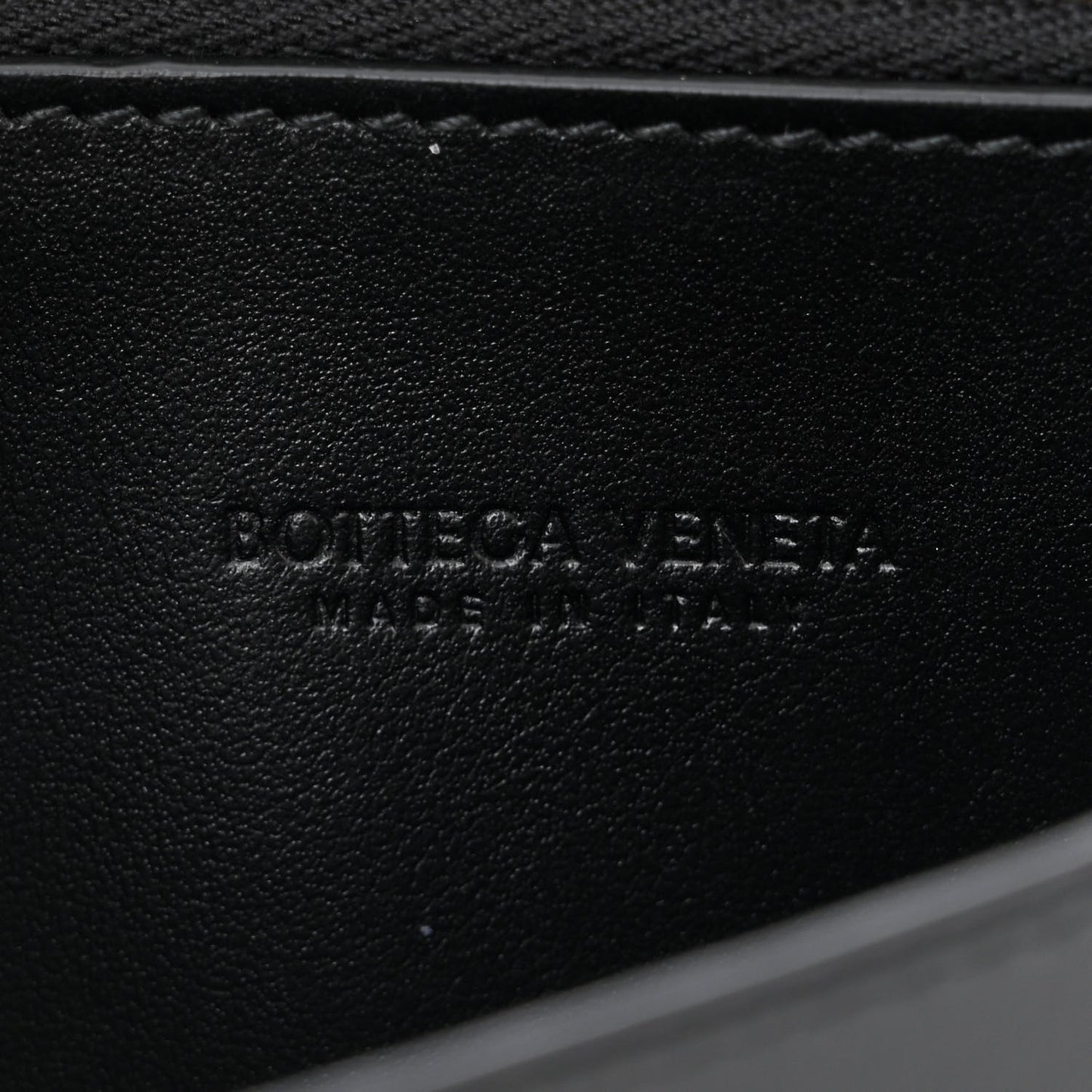 Lambskin Maxi Intreccio Cassette Wallet On Strap Black