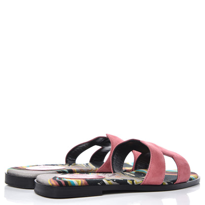 Hermes Suede Goatskin Oran Sandals 37 Rose De Venice 4 of 7