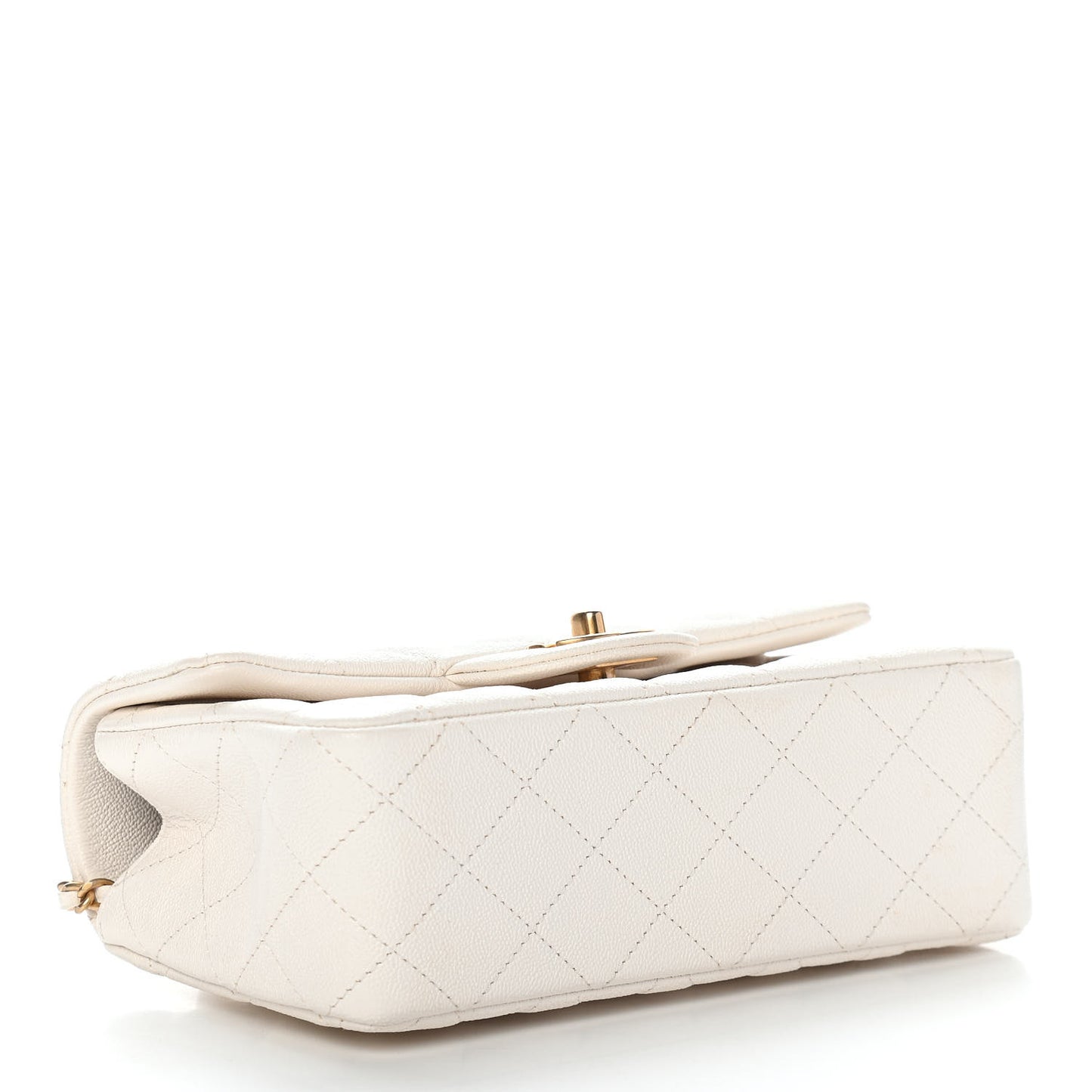 Caviar Quilted Mini Top Handle Rectangular Flap White