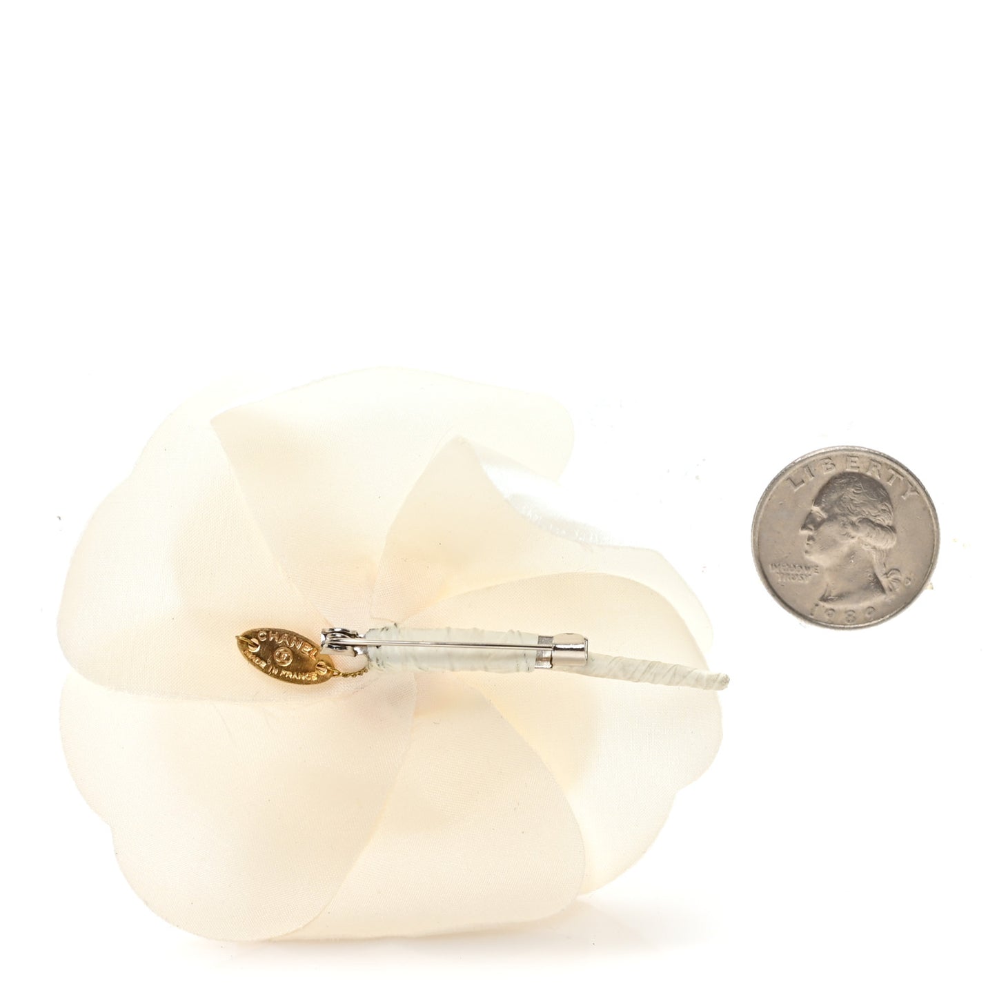 Fabric Camellia Flower Brooch White