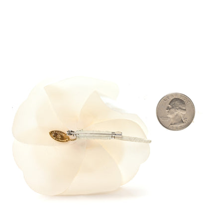 Chanel Fabric Camellia Flower Brooch White 2 of 3