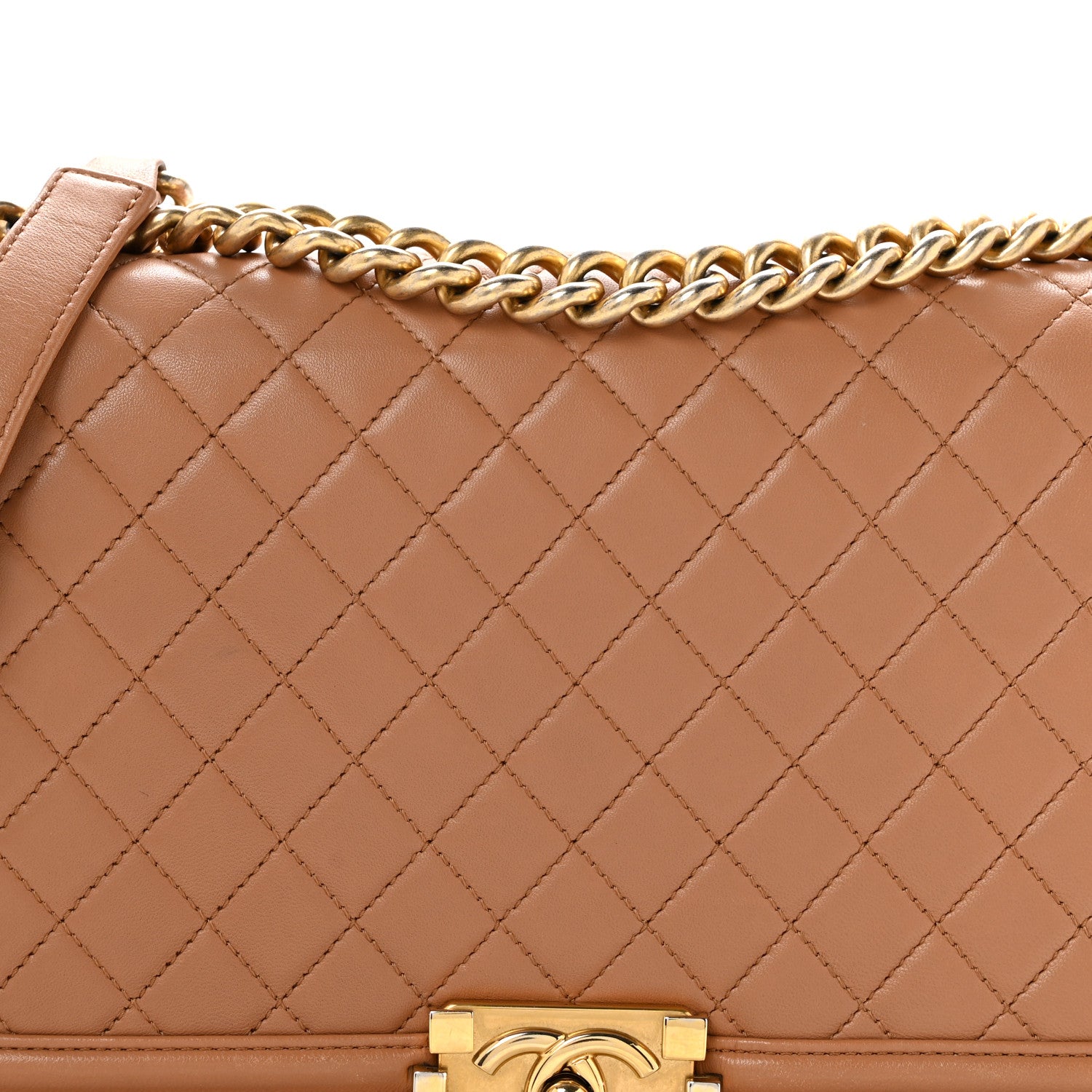 Chanel Lambskin Quilted New Medium Boy Flap Dark Beige 8 of 16