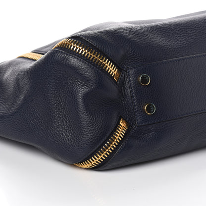 Tom Ford Grained Calfskin Sedgwick Medium Zipper Tote Sapphire Blue 8 of 9