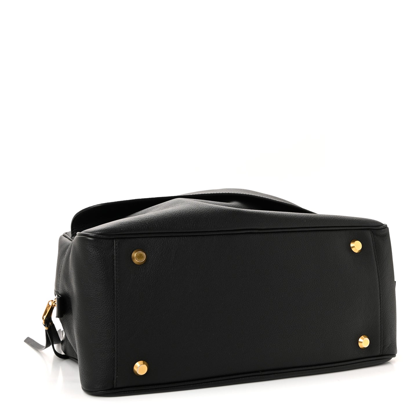 Grained Calfskin Medium Carrie Bowling Bag Black