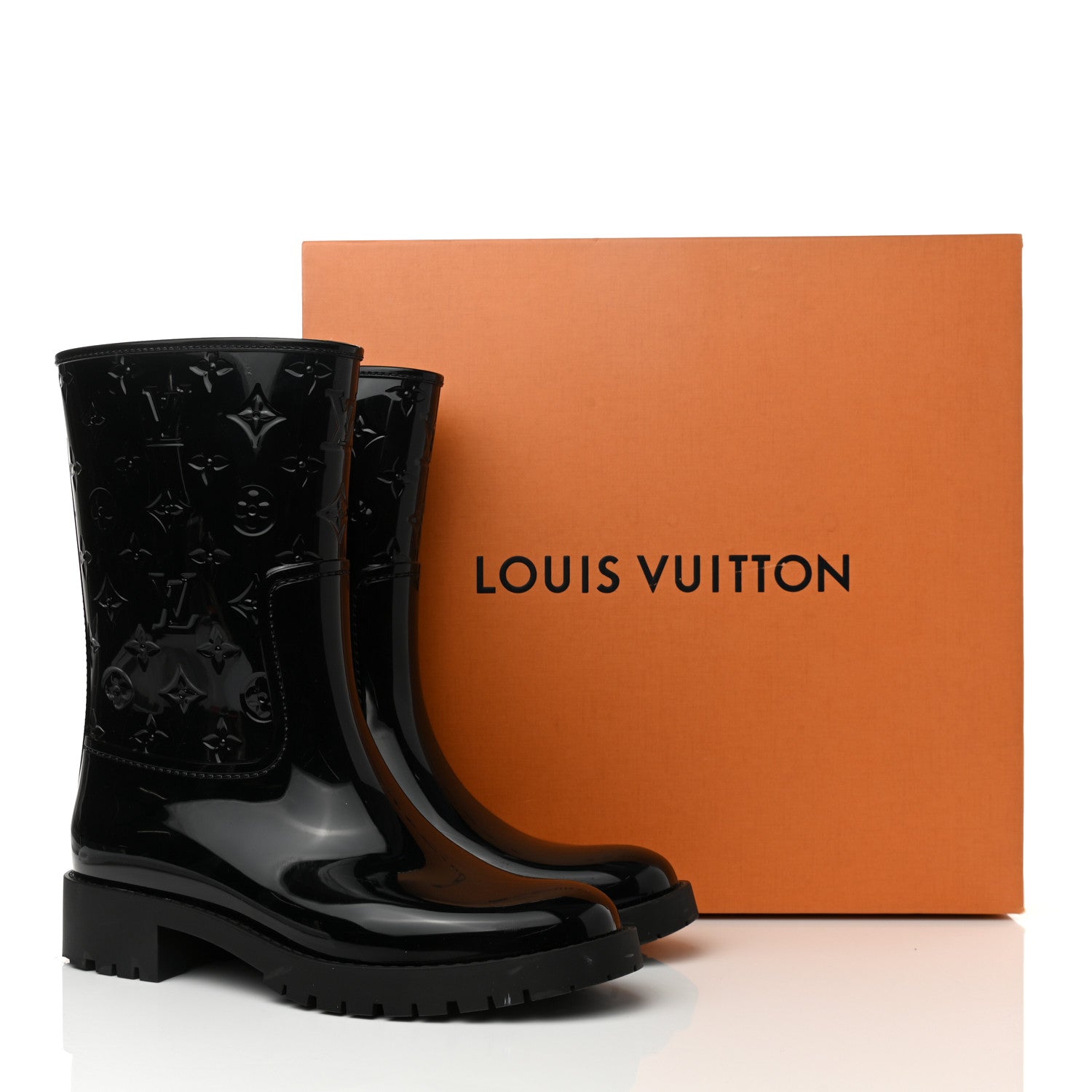 Louis Vuitton Rubber Embossed Monogram Drops Flat Half Boots 41 Black 12 of 12