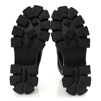 Prada Spazzolato Rois Nylon Metal Triangle Logo Monolith Pouch Pocket 55mm Boots 38 Black 6 of 9