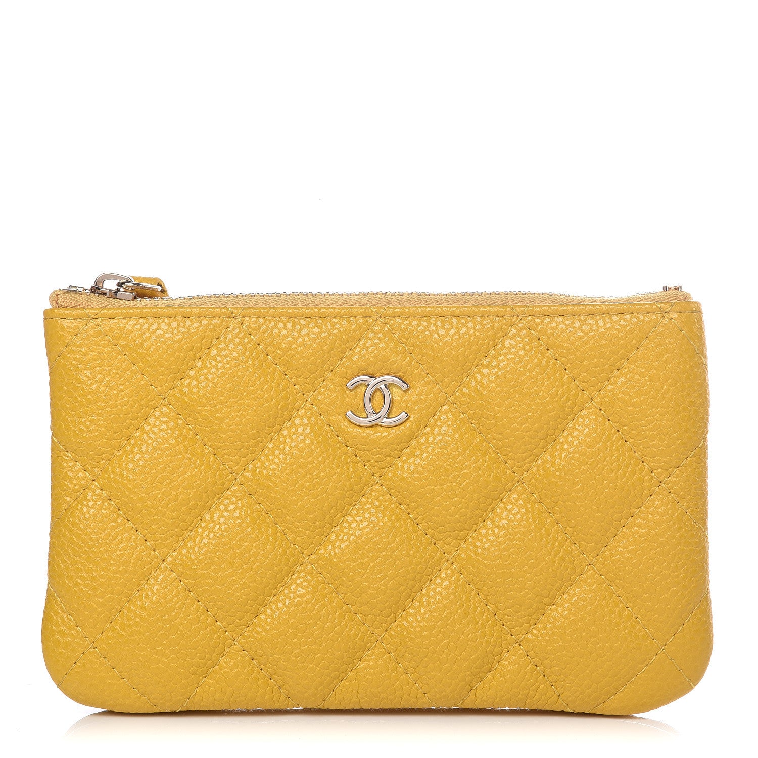 Chanel Caviar Quilted Small Cosmetic Case Yellow 1 of 8
