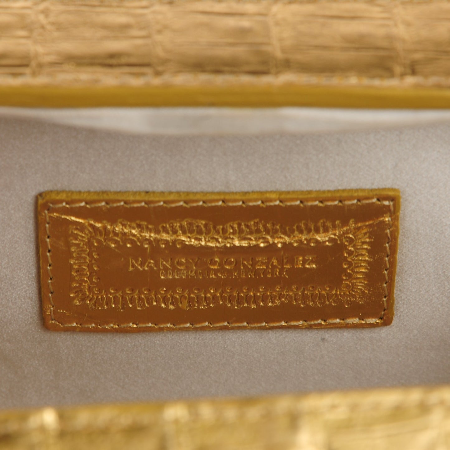 Crocodile Box Clutch Gold