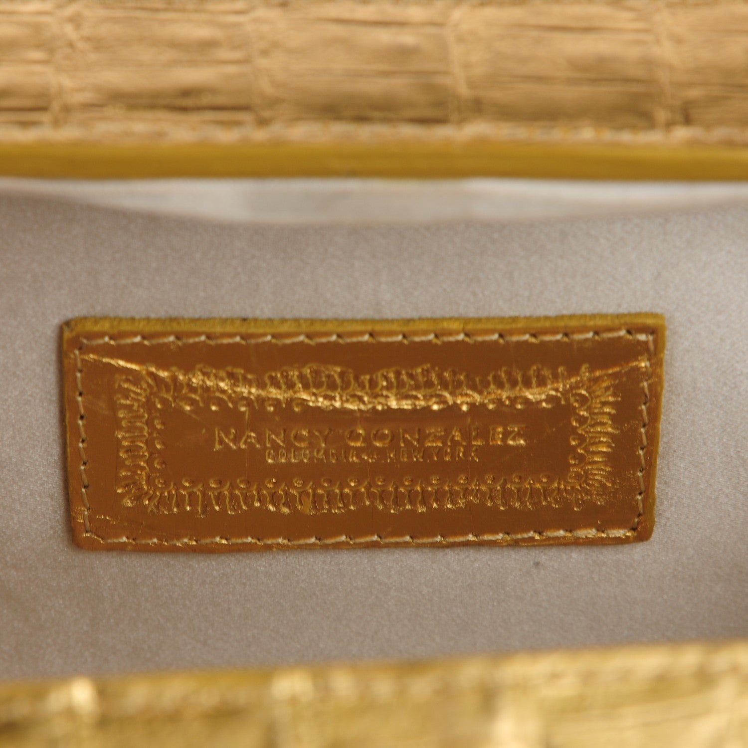 Nancy Gonzalez Crocodile Box Clutch Gold 6 of 10