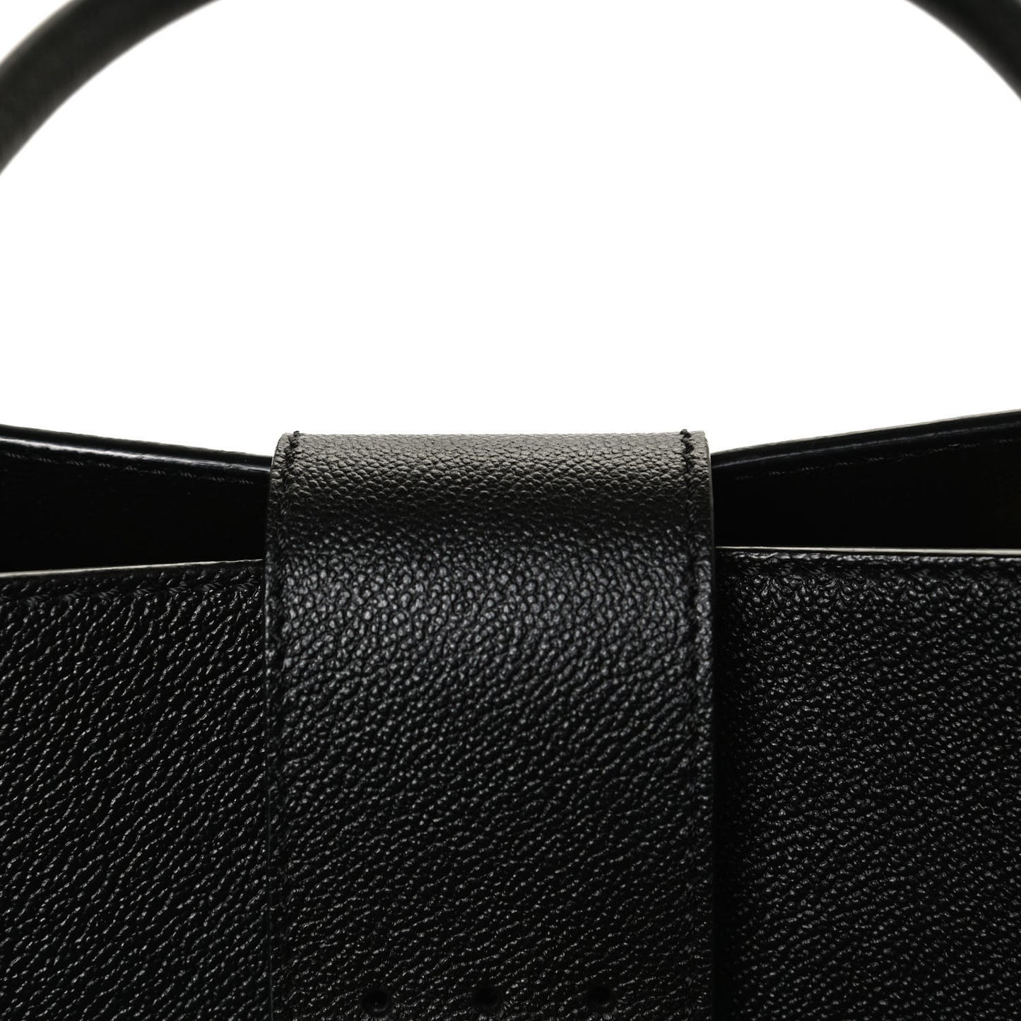 Soft Grain Calfskin Medium Buckle Tote Black