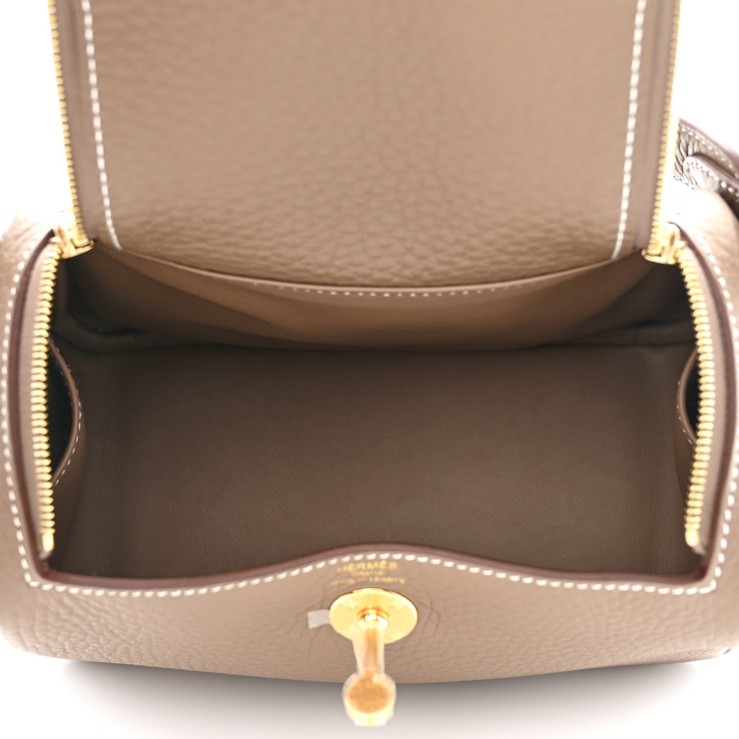 Hermes Taurillon Clemence Mini Lindy 20 Etoupe 5 of 12
